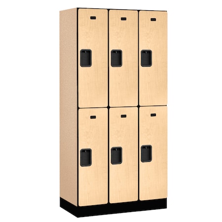 Salsbury Industries Wardrobe Locker, 36" W, 18" D, 76" H, (3) Wide, (6) Openings, Maple 32368MAP